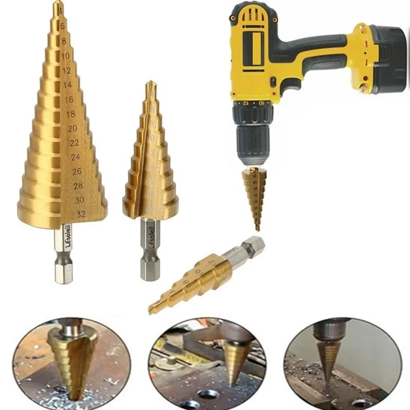 Фото Perfect Steel Step Cone Titanium Drill Bit Tool Hole Cutter Tools Home Supplies №1