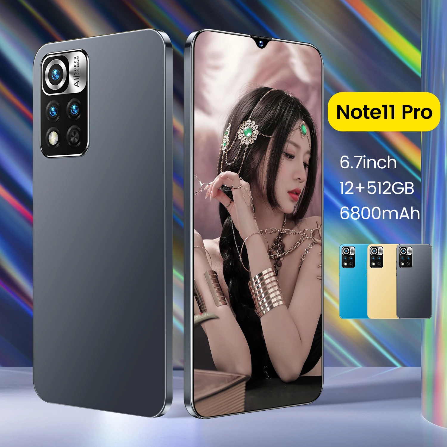 Смартфон глобальная версия Note11Pro 6 7 дюйма 12 Гб + 512 ГБ 6800 мАч 32 МП разблокированные