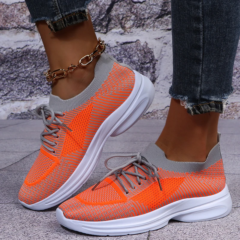 

Fashion Women Shoes 2021 Autumn Casual Platform Sneakers Breathable Non-slip Lacing Shoes Vulcanized Shoes Large Size 35~44