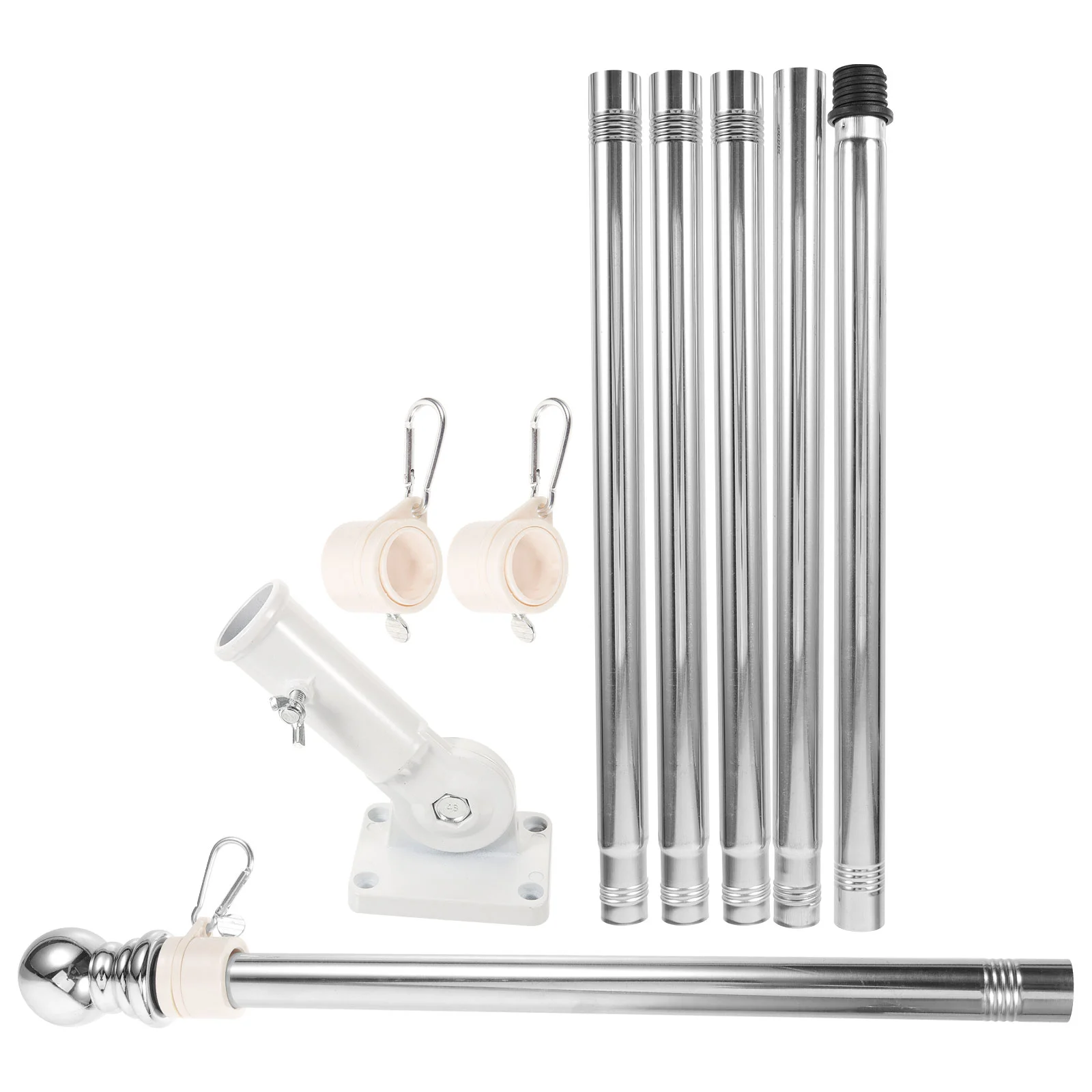 

Stainless Steel Flag Pole Flagpole Adjustable Mount Bracket Holder Outdoor Kit White