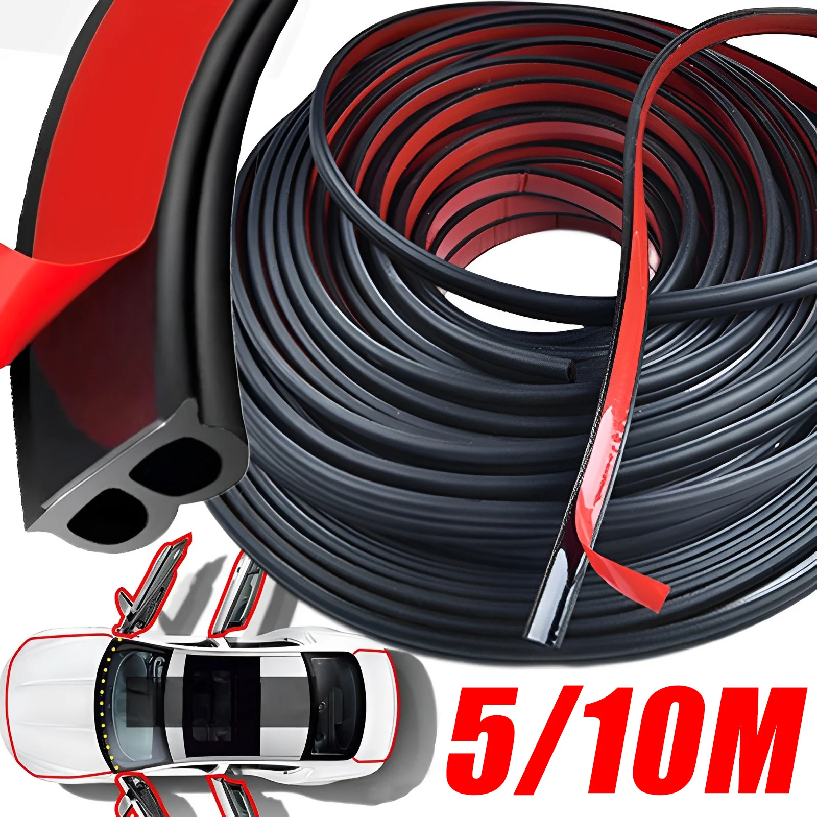 

5/10M Car Rubber Seal Strip Auto Protector Sealing Strips Car Door Rubber Seals for Car Door Trunk Hood Sealant Sound Insulation