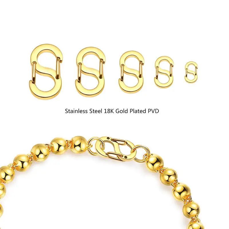 

2Pcs/lot Plated S-Shape Strong Clasps Hooks Stainless Steel For Bracelet Necklace Chains DIY Jewelry Making Findings Supplies