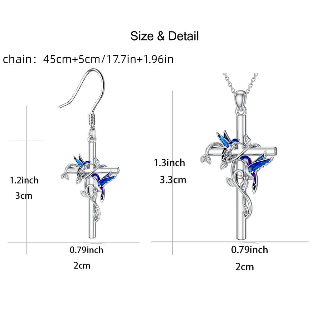 Набор ювелирных изделий в виде птицы и креста 3 шт