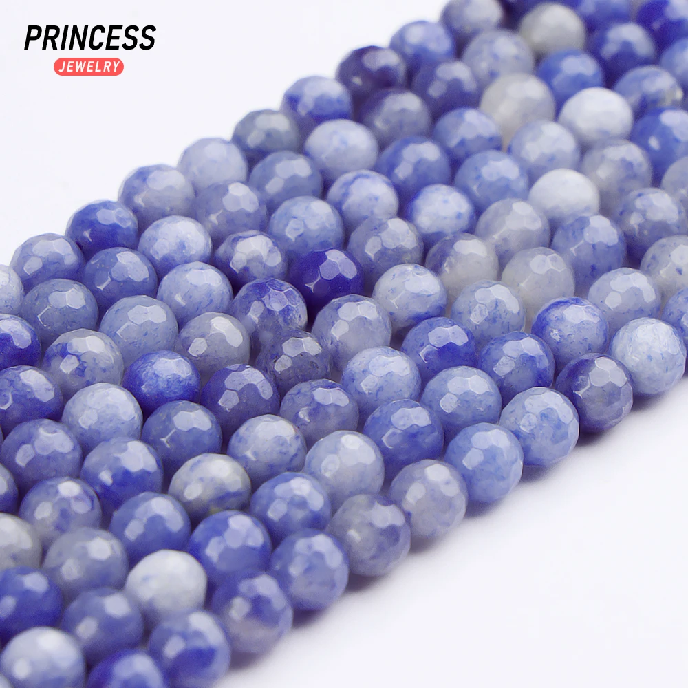 Натуральный граненый синий авантюрин 4 6 8 10 мм бусины россыпью для изготовления