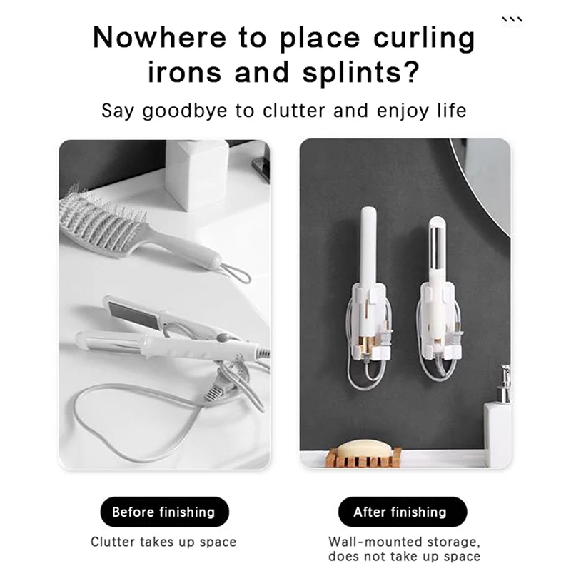 Держатель для выпрямителя волос настенный органайзер-Расческа сушки в ванную