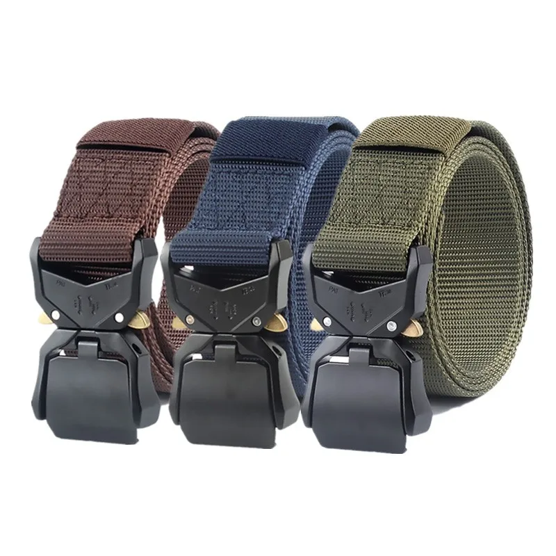 LannyQveen Men's Belt Outdoor Hunting Tactical Multi Function Combat Survival High Quality Canvas For Nylon Male