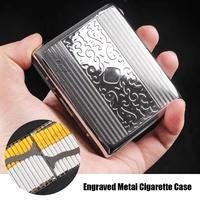 engraved metal cigarette case silver portable square cigarette storage box holder pack of 20 smoking accessories for men gifts
