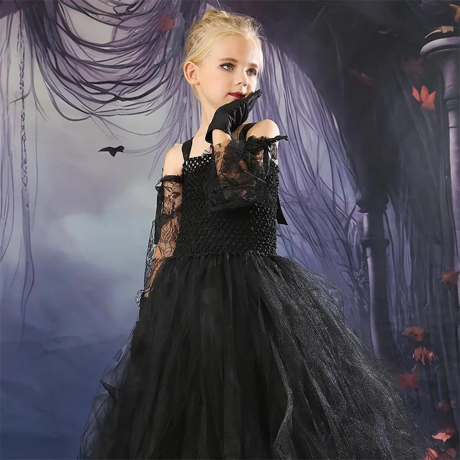 Детское платье-пачка для косплея на Хэллоуин с ведьмой