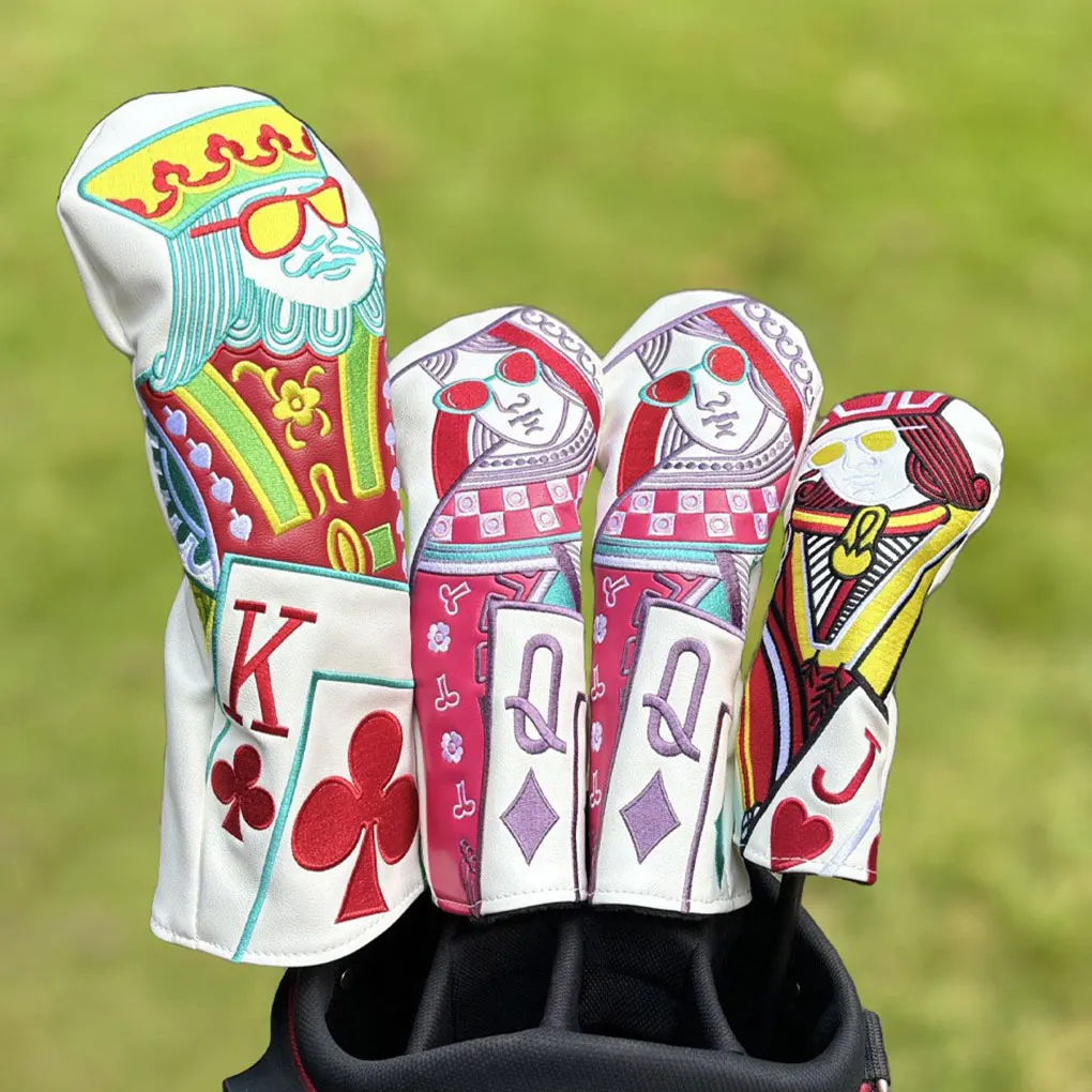 Чехлы на голову для гольф-клуба Poker JQK с вышивкой гибридного водителя Fairway WoodGolf Club