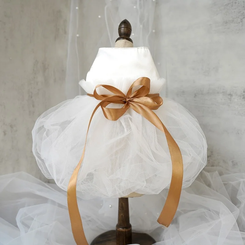 

Свадебное платье с лентой, одежда для домашних животных, платье принцессы для собак, одежда для собак, маленький костюм, французский бульдог...