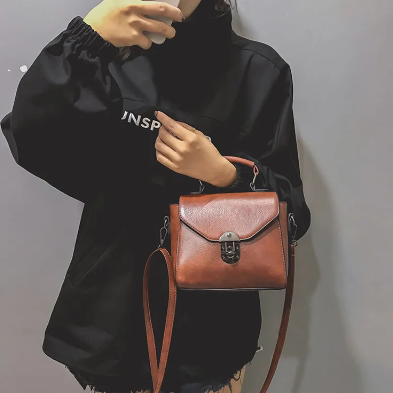 

Квадратные сумки, женская модная Ретро сумка-мессенджер на одно плечо с замком, Повседневная универсальная однотонная сумка, Bolsos Para Mujer 2023