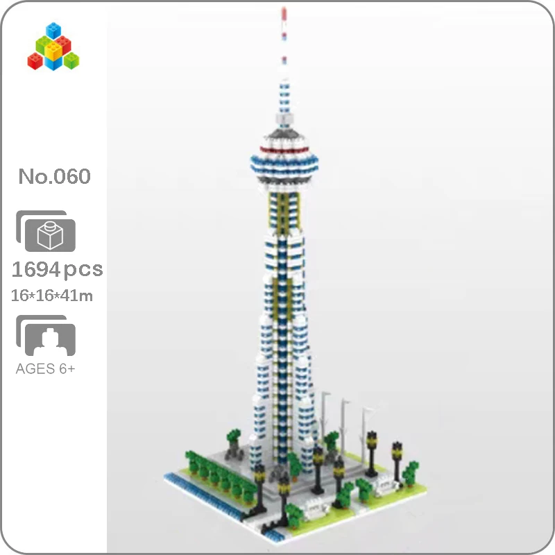 

YZ 060 World Architecture Toronto Canada's National CN Tower Square Mini Diamond Blocks Bricks Building Toy for Children no Box