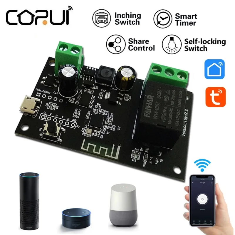 CORUI WiFi релейный модуль Tuya Smart Switch 12 В приложение Life с пультом дистанционного