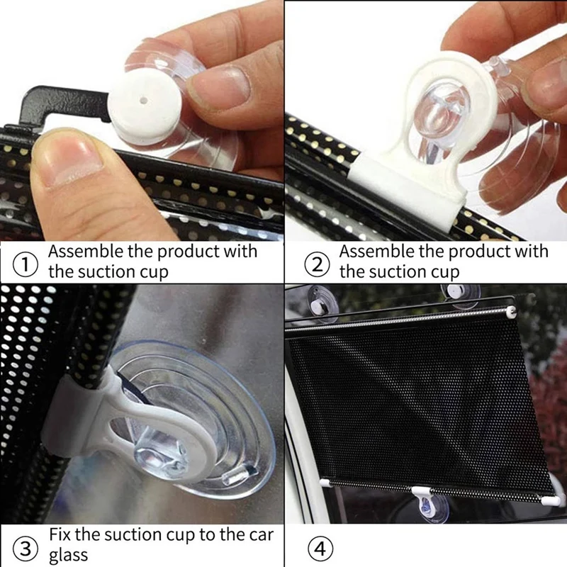 

ABHU Sunshade Roller Blackout Suction Cup Blinds Curtains For Living Kitchen Office Car Window Free-Perforated Curtain