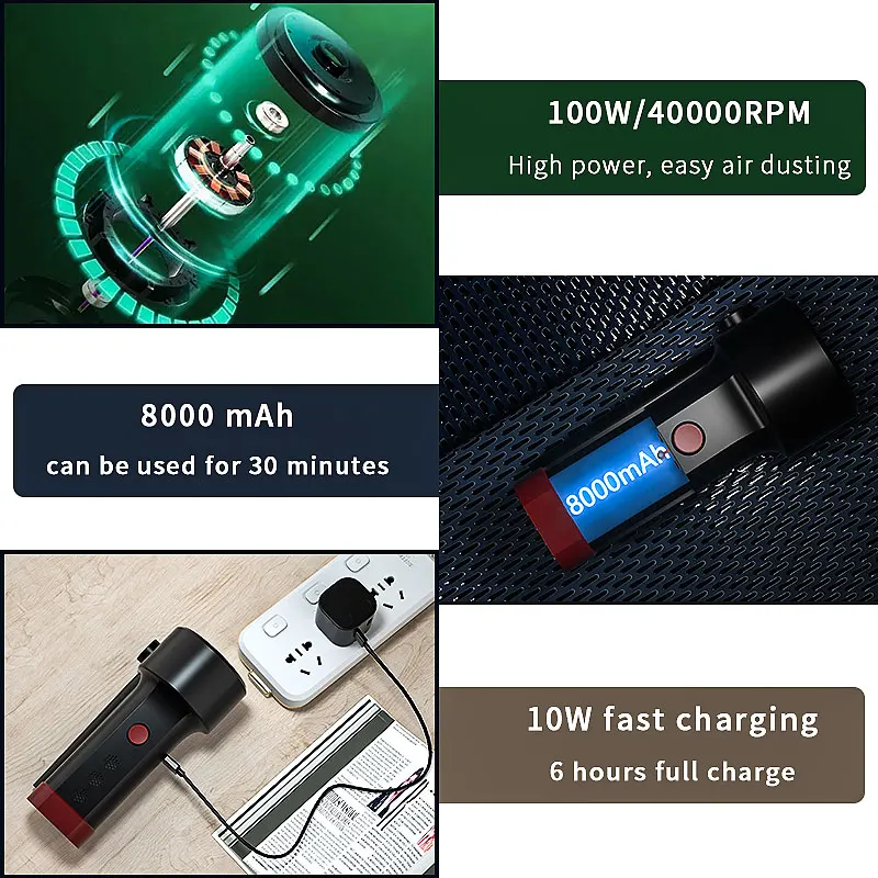 cordless handheld electric air duster wireless rechargeable vacuum cleaner compressed air blower for home car computer keyboard free global shipping