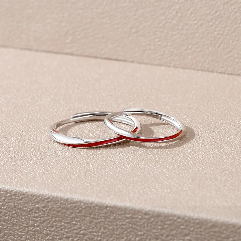 

Парные кольца из серебра 100% пробы для влюбленных мужчин и женщин, оригинальный дизайн, красная линия Mobius, подарочные украшения, 925