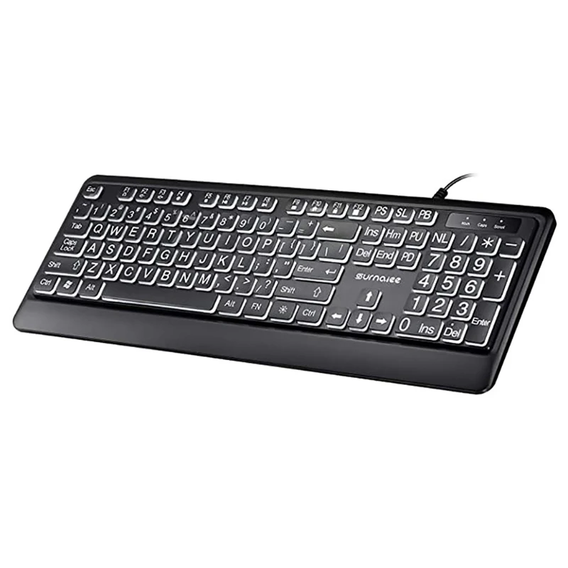 

Компьютерная клавиатура с крупным шрифтом, проводная USB-клавиатура с большими буквами для пожилых людей и низкими буквами для с