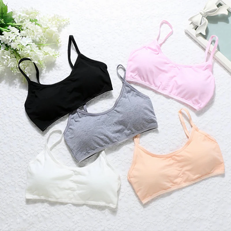 

New Simple Cotton Girl Underwear Student Bra Developmental Thin Section Without Steel Ring Comfortable Bra Vest Sling Tube Tops