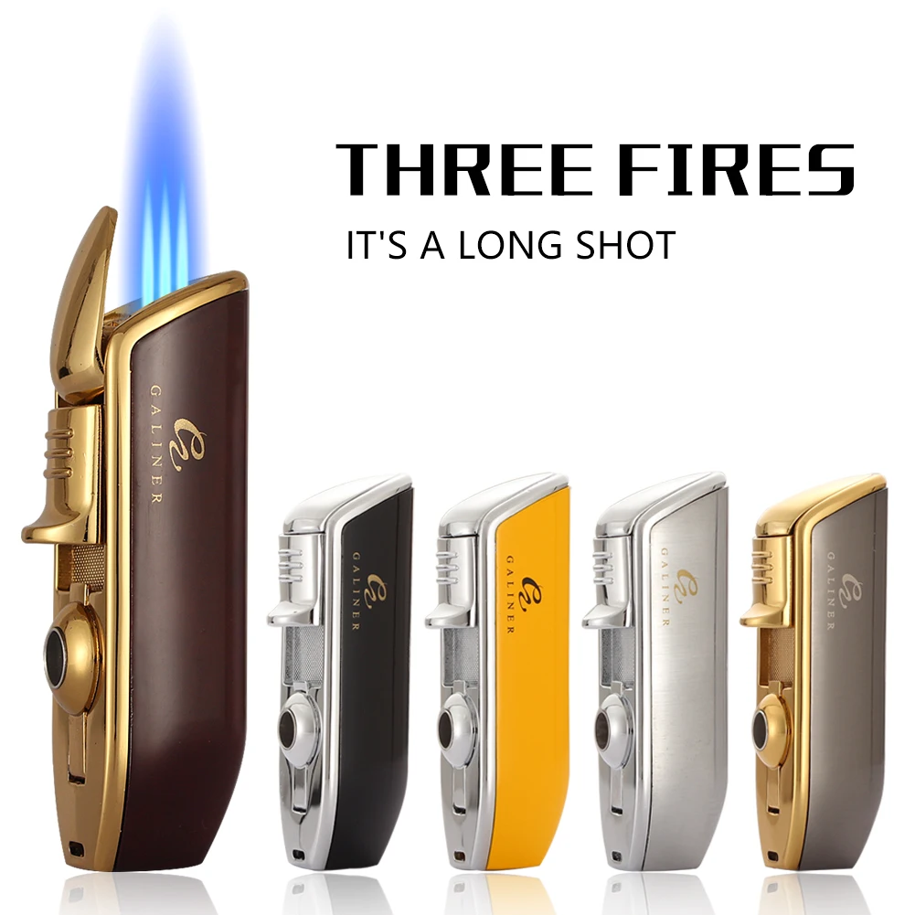 

Зажигалка для сигар GALINER, металлическая ветрозащитная Зажигалка для сигар, Бутановая газовая турбо зажигалка