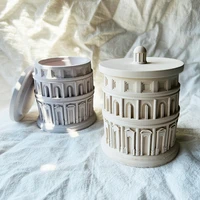 silicone candle jar mold with lid roman pantheon design concrete candle vessel silicone mould storage tank epoxy resin mold