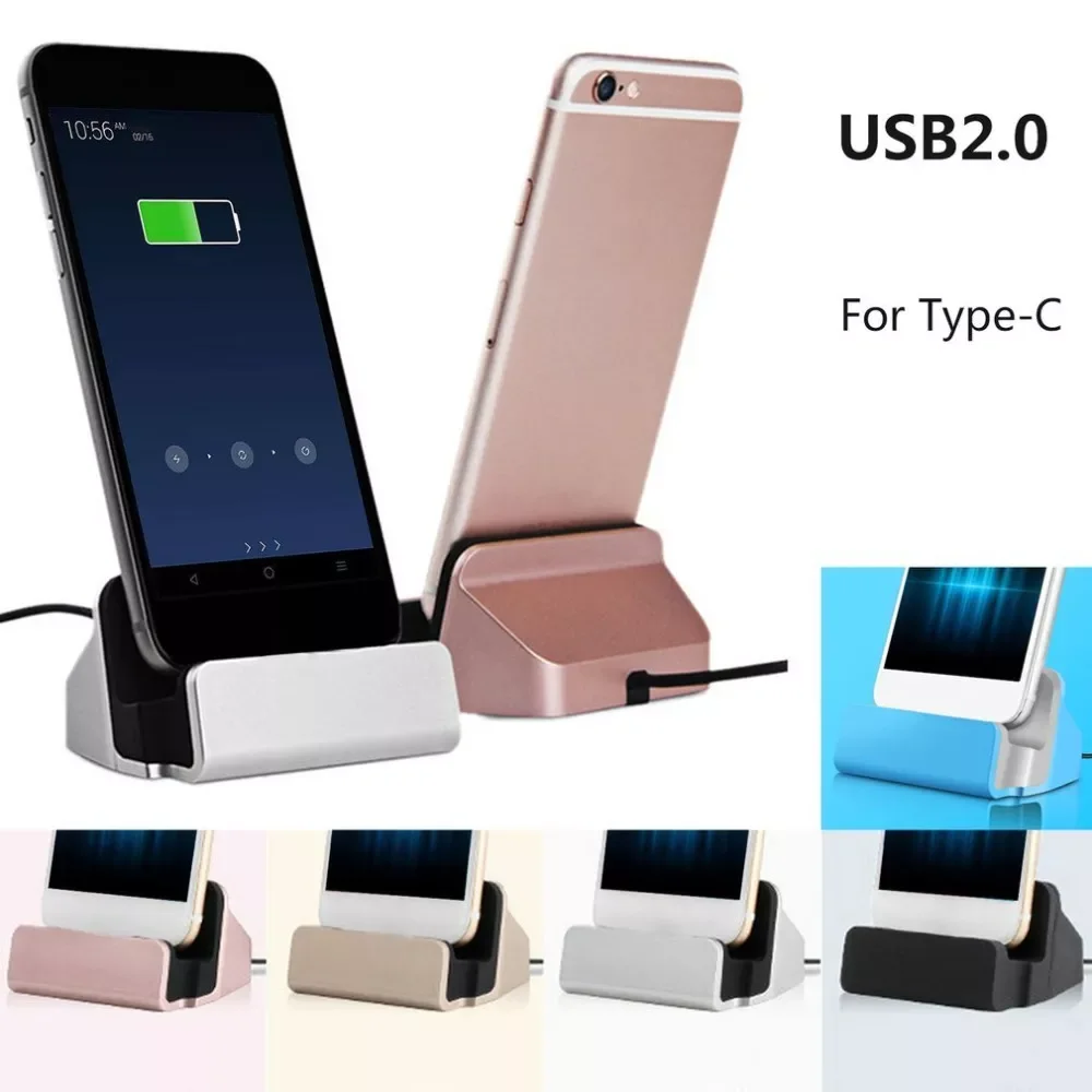 

USB2.0 Type-C Phone Charger Fast Charging Dock Station Desktop Docking Charger Cradle Stand Support Data Sync for Android phone