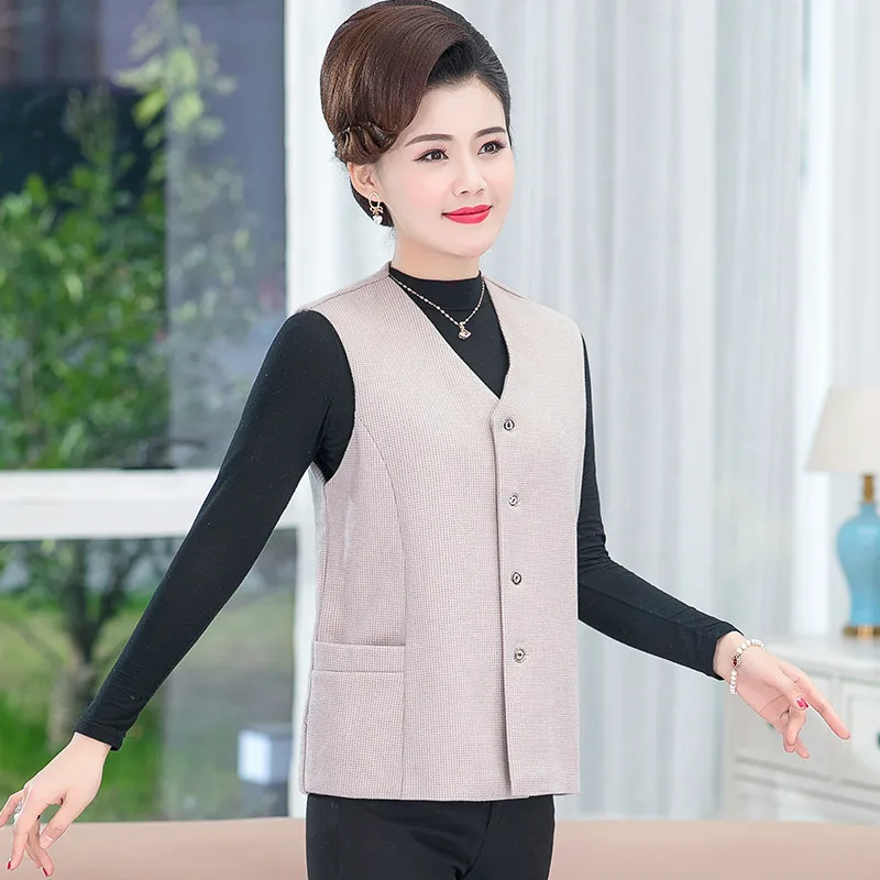 Осенний одинарный жилет для мамы 2024 тонкий женский среднего и пожилого возраста