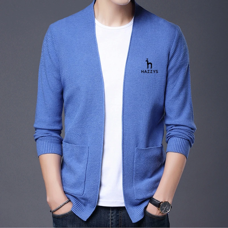

Hazzys 2023 New Autumn and Winter Youth Style Cardigan Sweater Jacket Solid Men's Sweatshirts Single-breasted Knitted Coats Male