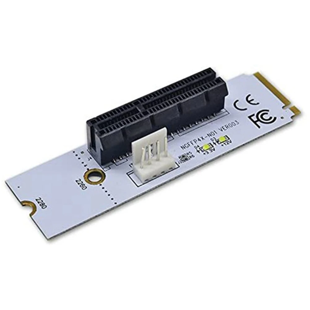 4 шт. NGFF M.2 to PCI-E 4X Riser Card M2 Key M PCIe X4 Адаптер с кабелем питания SATA Suppot 2260 2280