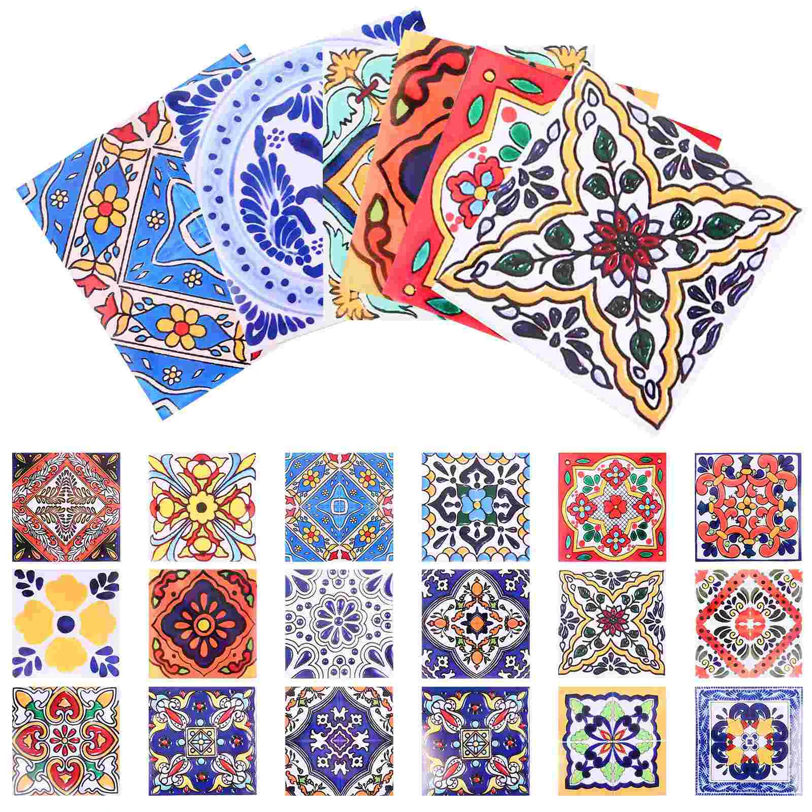 

Vintage Self-adhesive Tile Decals Wall Stickers Mandala Tiles Decals Decorative Wall Decals