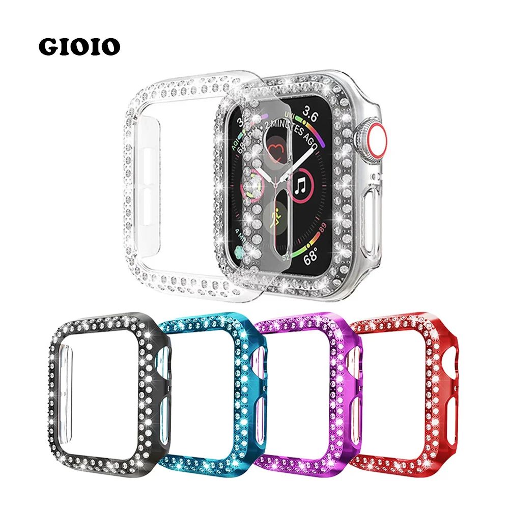 Защитная пленка для Apple Watch Se 44 мм Модные металлические алмазные умные часы iWatch 7 6 5