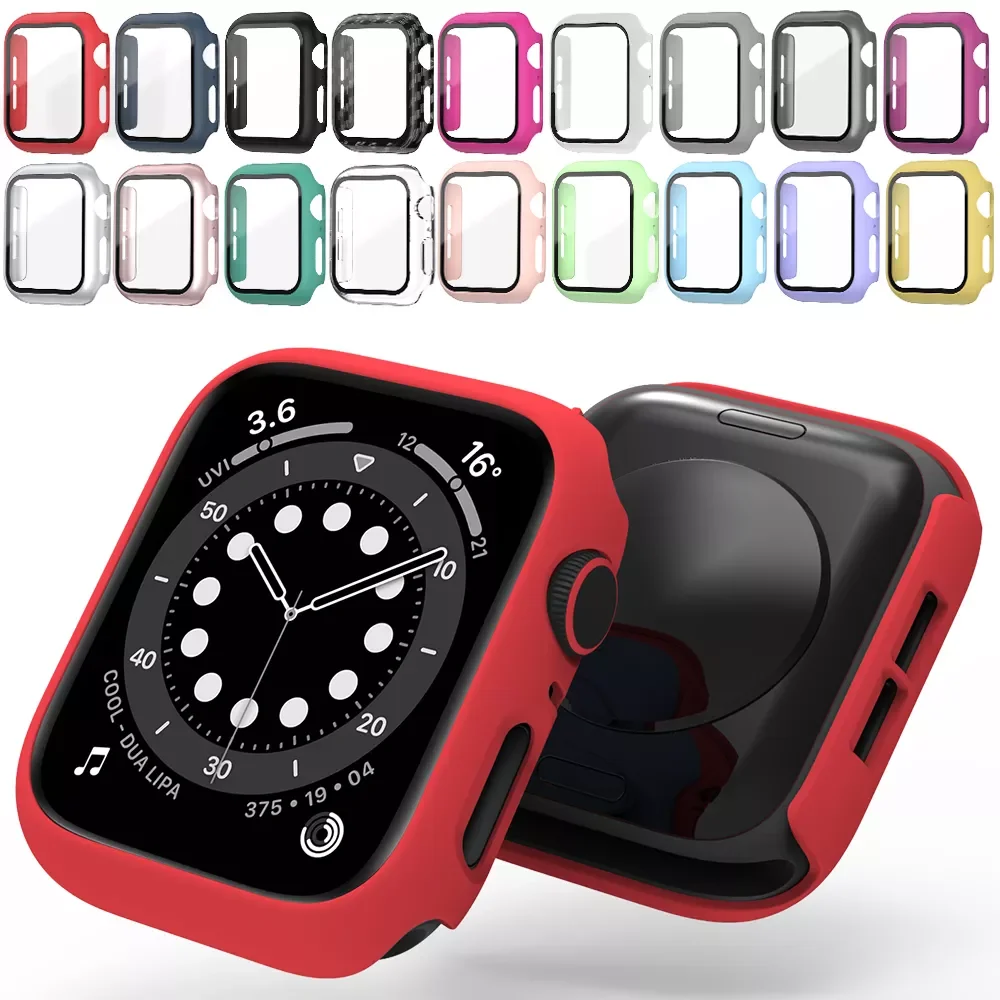 

Стекло и чехол для Apple Watch Series 7, защита экрана 6 SE 5 4 321 для iWatch 45 мм 41 мм 40 мм 38 мм 42 мм 44 мм, Защитная пленка для часов