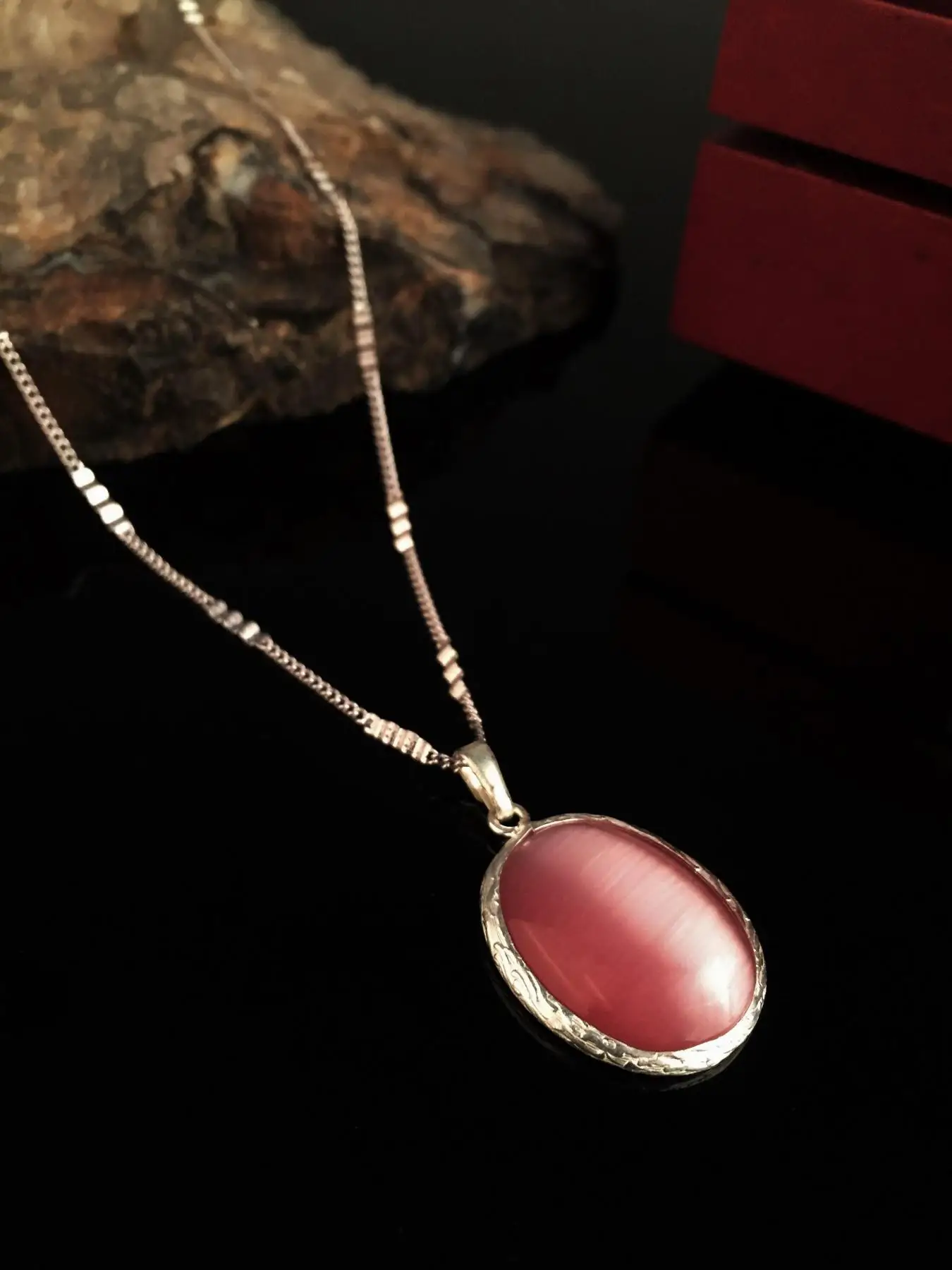 

Natural stone Women 'S Cat 'S Eye Stone Silver Plated Necklace Xkrb28