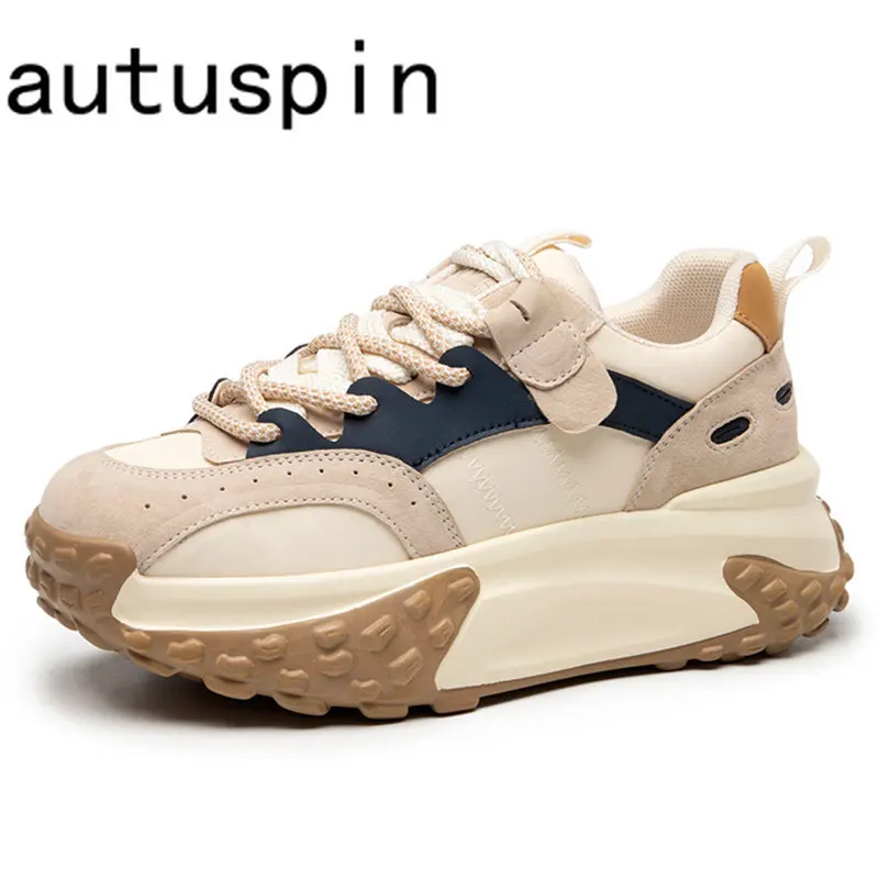 

Autuspin Retro Mixed Colors Women Sneakers 2023 Summer Autumn Genuine Leather Ladies Vulcanized Shoes Woman Street Style Casual