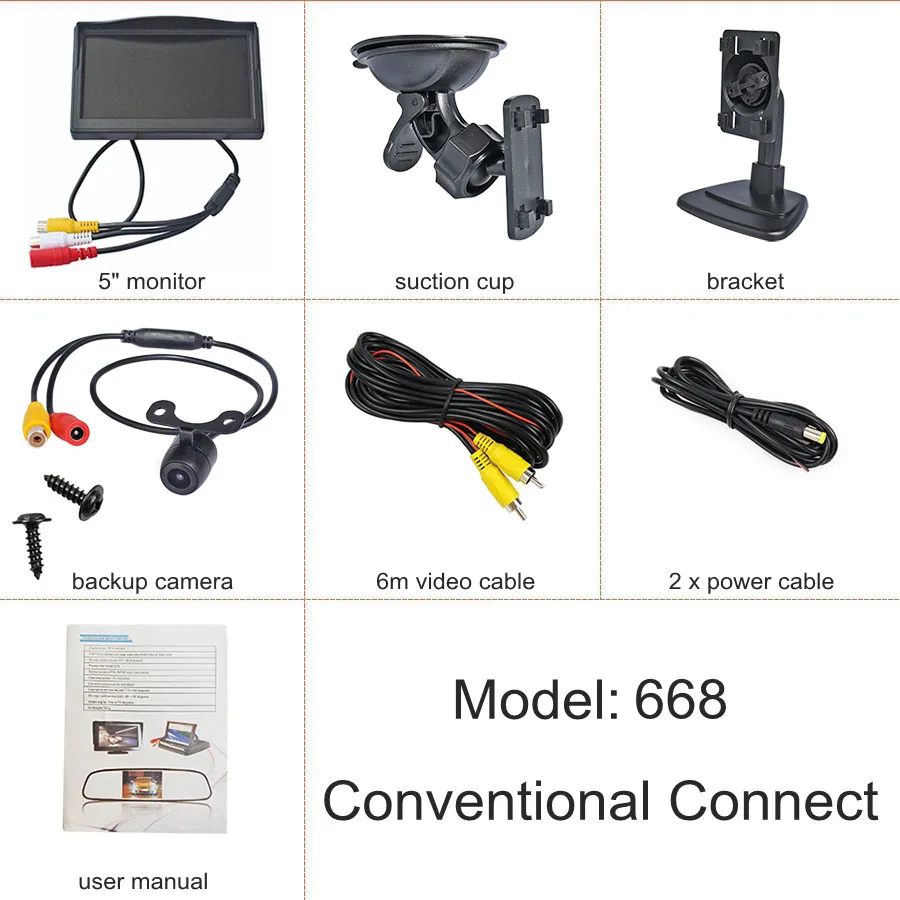 

DIYKIT 800x480 5-дюймовый TFT ЖК-дисплей заднего вида Автомобильный монитор Водонепроницаемая резервная камера заднего вида Автомобильная система парковки CVBS