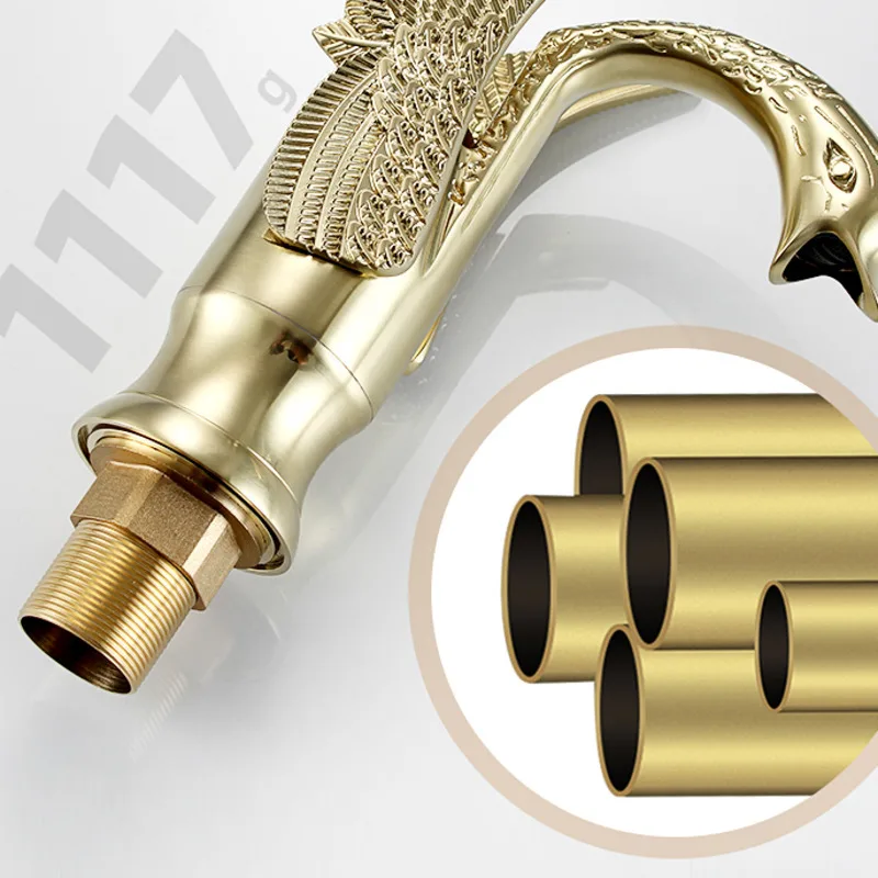 Скандинавский матовый золотой смеситель высокий короткий дизайн устойчивый к