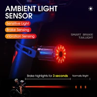 west biking smart brake sensing taillight ipx6 waterproof mtb road bicycle rear light led usb rechargeable safety cycling lamp