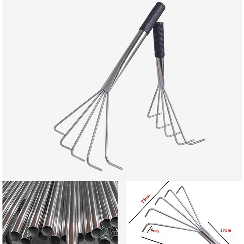 

Multifunctional Household Garden Rake Small Flower Beds Hand Loosening Soil Stainless Steel Claw Tool Portable Garden Tools 1pc