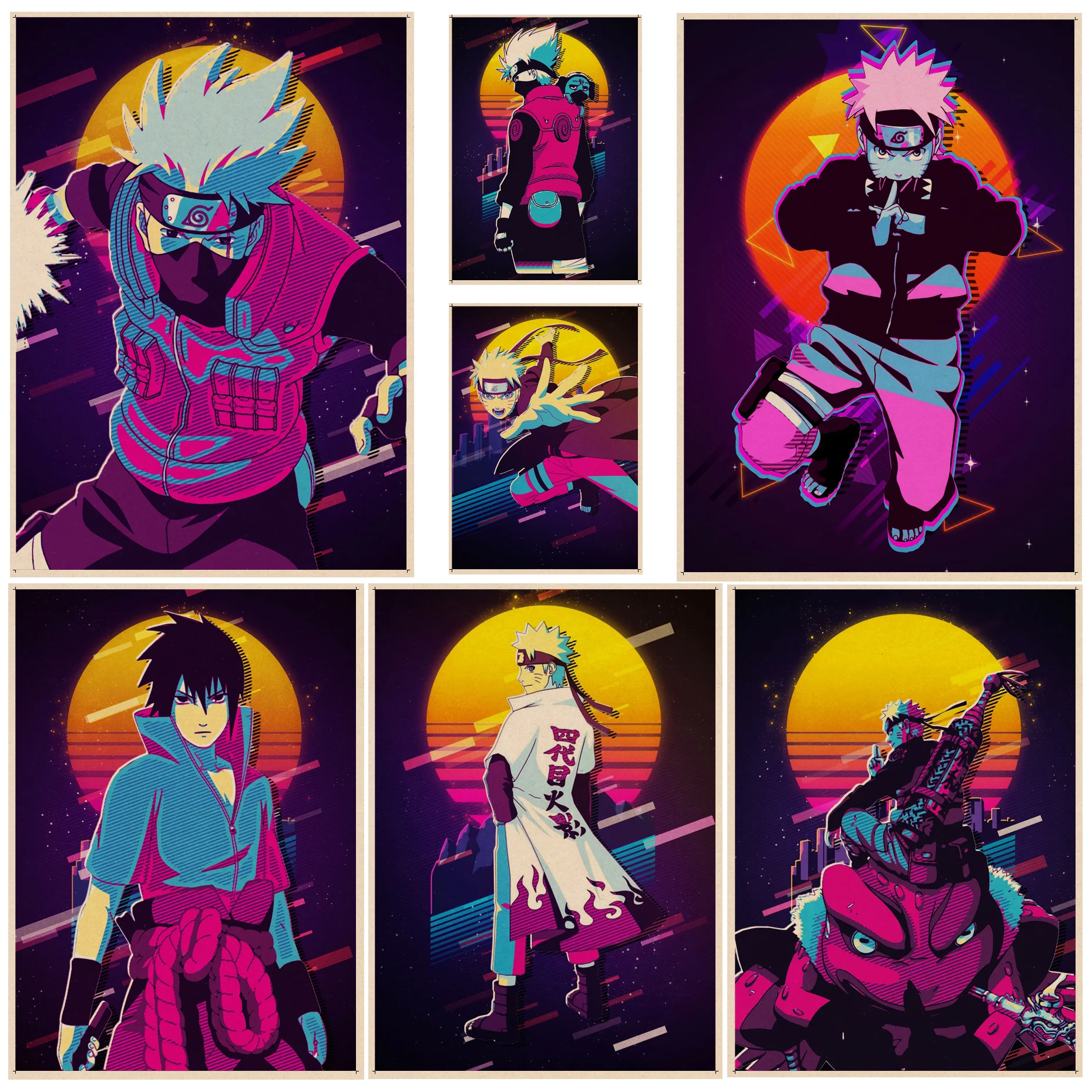 

BANDAI Anime Naruto Anime Posters Decoracion Painting Wall Art Kraft Paper Posters Wall Stickers