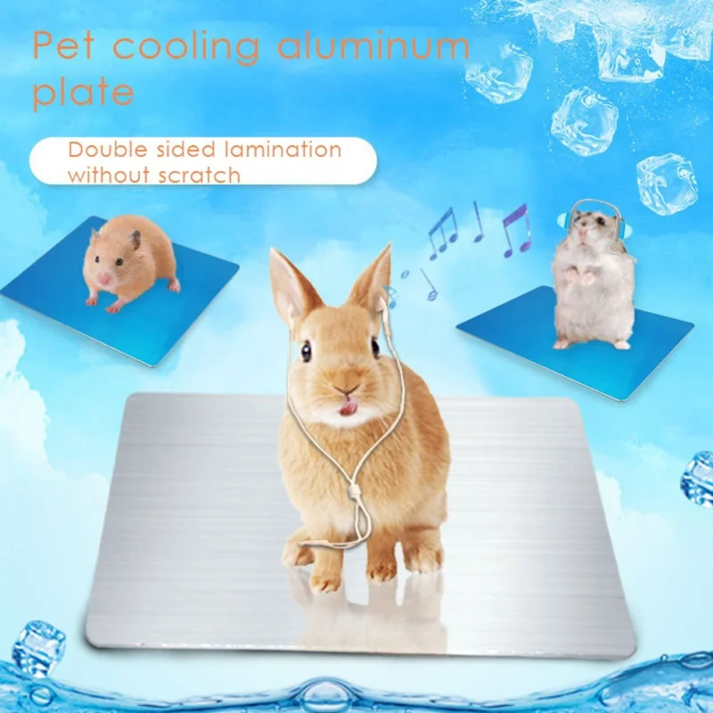 

Small Pet Rabbits Cooling Mat Summer Pet Aluminum Plate Ice Bed for Hamster Guinea Pig Bunny Bite Resistance Cage Sleeping Bed