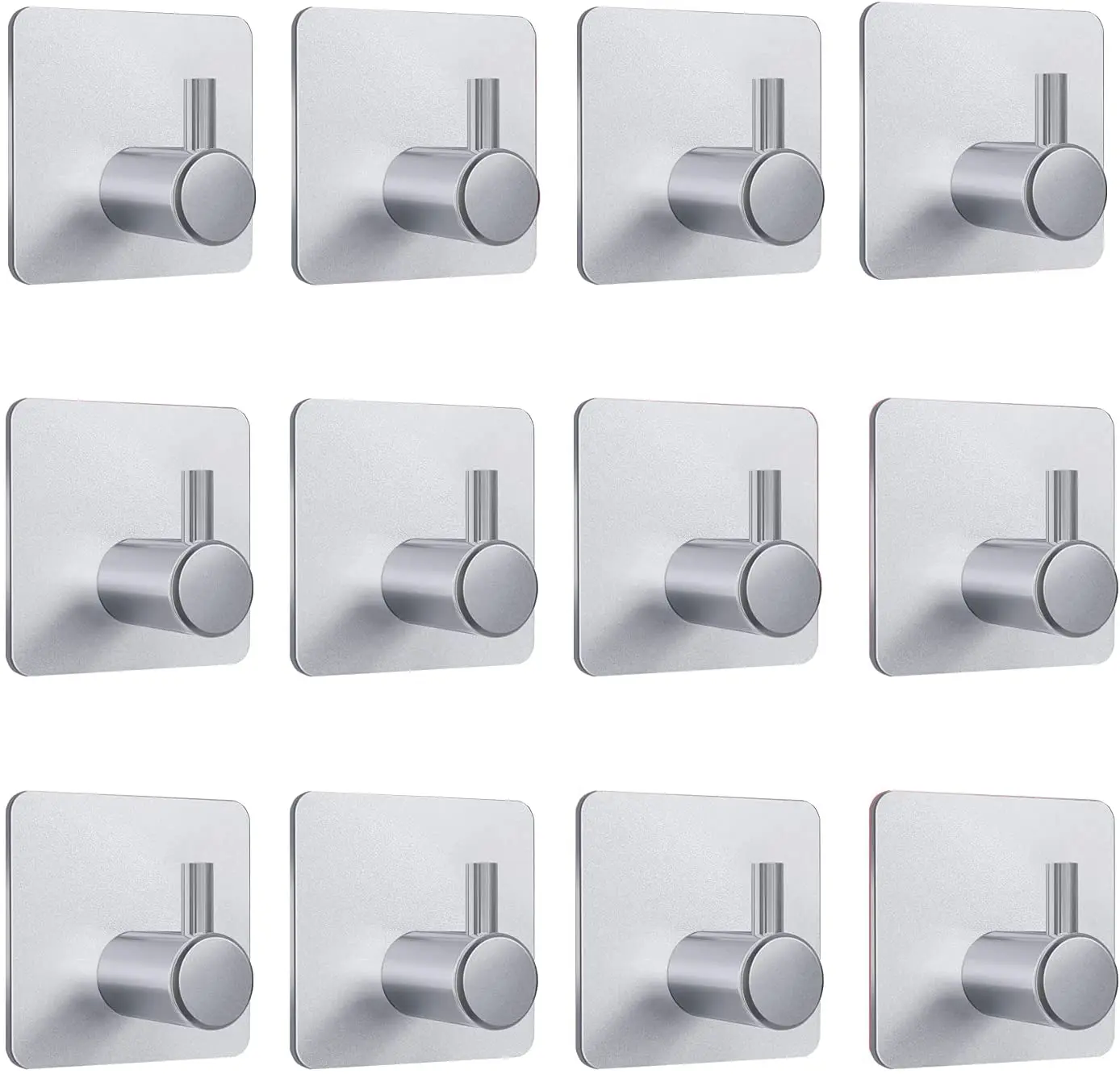 

4.5x4.5cm Sticker Adhesive Stainless Steel Wall Mount Holder Hook Door Clothes Coat Hat Hanger Hanger Towel Clothes 12Pack