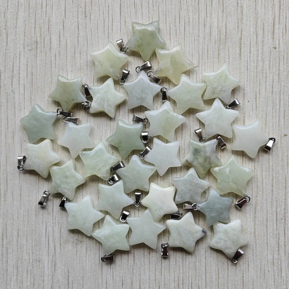 

Wholesale 50pcs/lot fashion good quality natural xianshan jades five star charms pendants for DIY jewelry making 50pcs/lot free