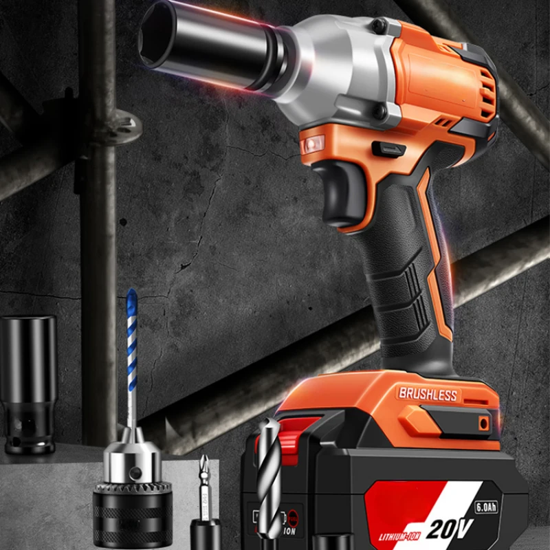

Electric Wrench Large Torque Impact Electric Wind Gun Brushless Lithium Battery Strong Auto Repair Rechargeable Electric Wrench