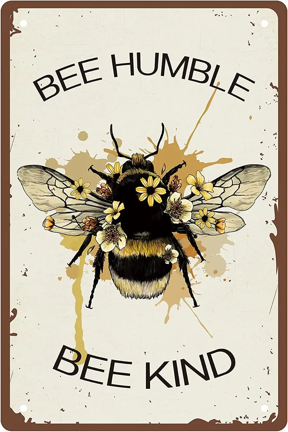 Металлическая жестяная вывеска Bee Humble Kind Ретро Винтаж Забавный Настенный Декор