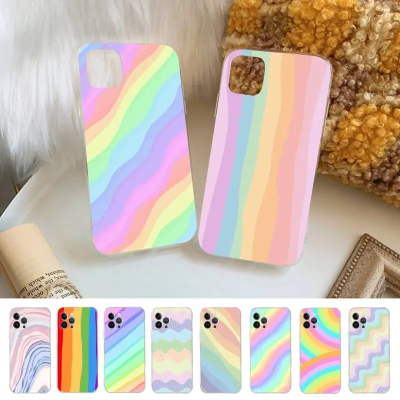 

Colorful Rainbow Stripe Phone Case Silicone Soft for iphone 14 13 12 11 Pro Mini XS MAX 8 7 6 Plus X XS XR Cover