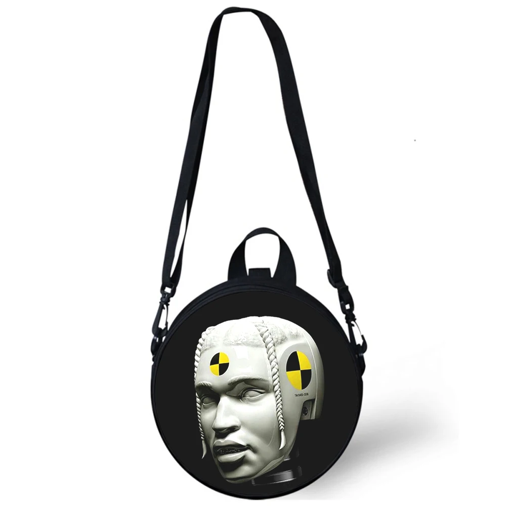 Asap Rocky Rapper TESTING Child kindergarten Bag Print Crossbody Shoulder Bags For School Women Mini Round Bagpacks Rugtas Bag