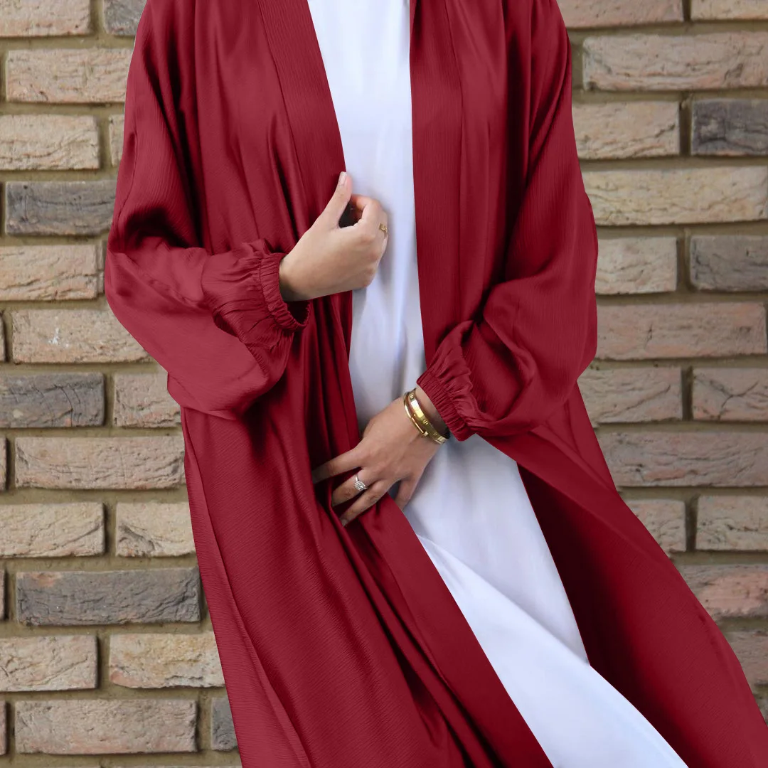 Eid Abaya Дубай мягкое мусульманское платье с пышными рукавами сатиновая абайя s для