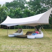khaki ultralight tarp outdoor camping survival sun shelter shade awning silver coating pergola waterproof beach tent