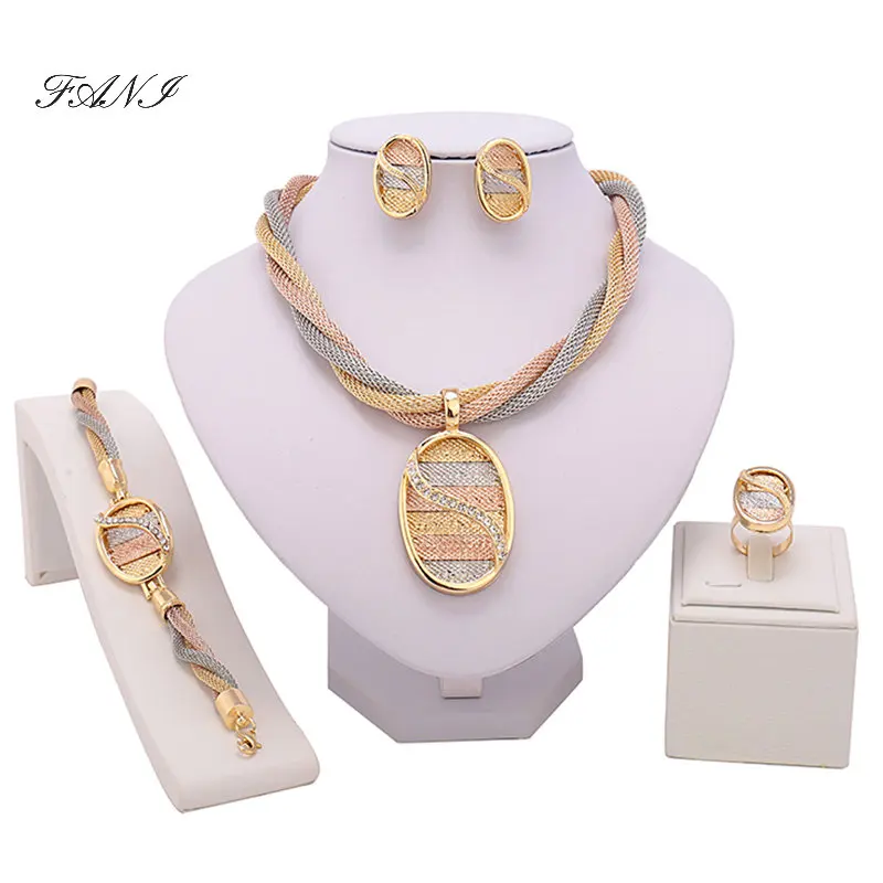 

Fani Dubai Gold Plated Jewelry Set Woman High Quality Nigerian Wedding Accessories Bridal Jewellry Set Free Shipping