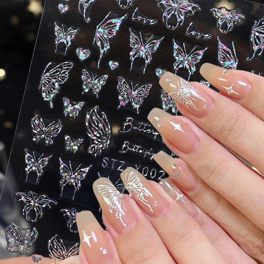 

1 Sheet Butterfly 3D texture Nail Stickers snake dragon Nail Art wraps Waterproof Self Adhesive Manicures Foils DIY Decorations