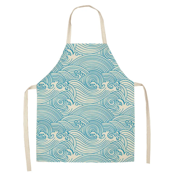 

Sea Mark Pattern Kitchen Aprons for Women Cotton Linen Bibs Household Cleaning Pinafore Home Cooking Apron Pinafore Brief